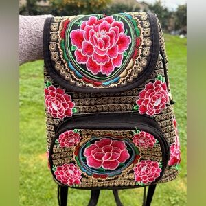 Embroidered Floral Backpack